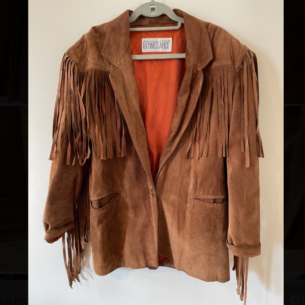 Vintage MADE IN USA Western Style Brown Fringe Leather Jacket Soft Jacket Small